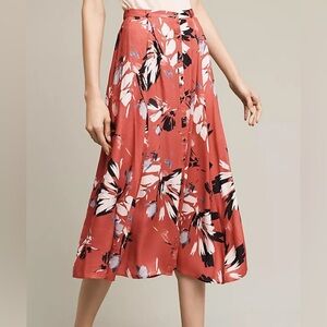 YUMI KIM celma midi skirt boho floral print button front anthropologie size L